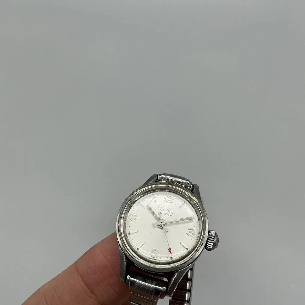 Vintage Wyler Incaflex Womens Watch 22mm Silver Dial Manual Wind Stainless Band
